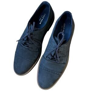 Cole Hann Mens Oxford Williams Size 13 Leather Gray Black Dress Shoes Wedding
